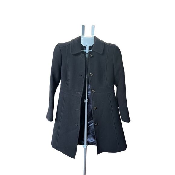 J Crew Black Lady Day Double Cloth Wool Thinsulate Coat Women’s Size 2P - Picture 1 of 7